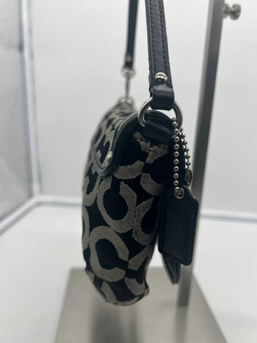 COACH Kristin Op Art Signature Black Gray Large Wristlet Pouch - photo 5