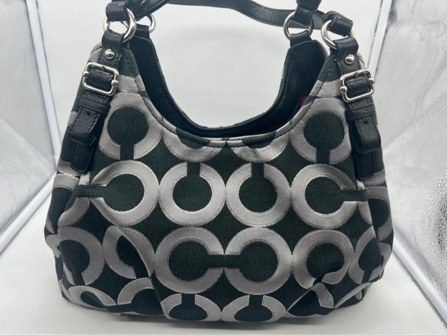 COACH 18765 Y2K Madison Op Art Maggie Gray Metallic Shoulder Bag - photo 2