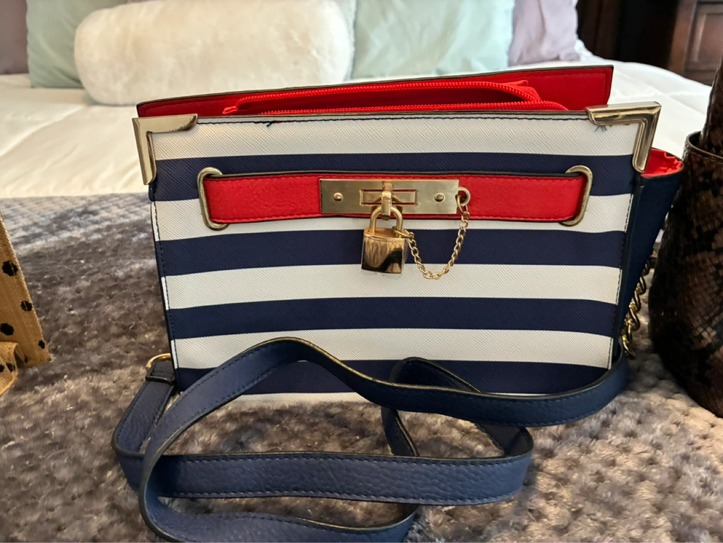 Striped Satchel Handbag