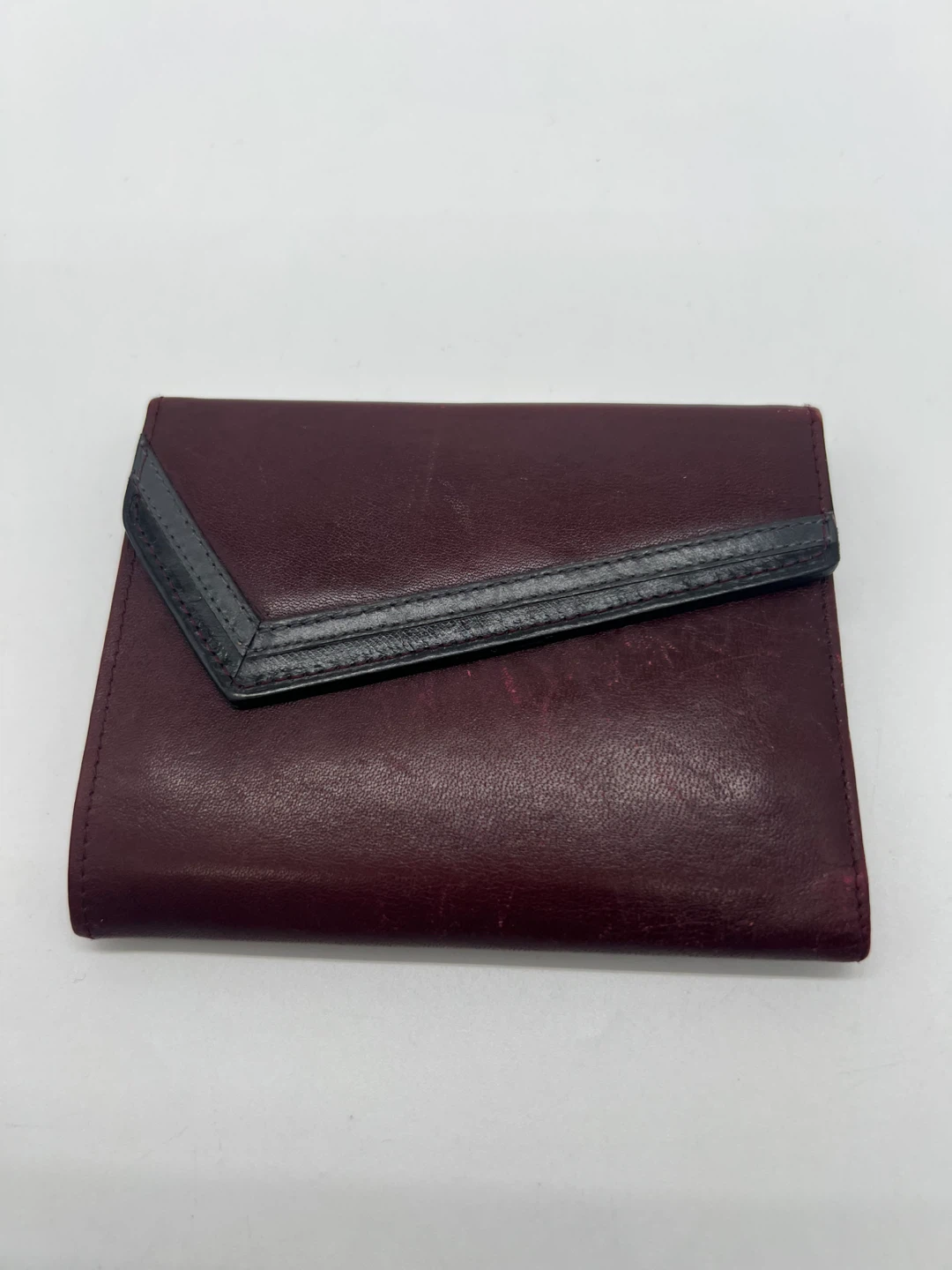 RENWICK CALDERO Vintage Burgundy Leather Unisex Compact Wallet