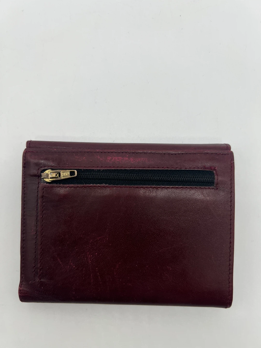 RENWICK CALDERO Vintage Burgundy Leather Unisex Compact Wallet - photo 3