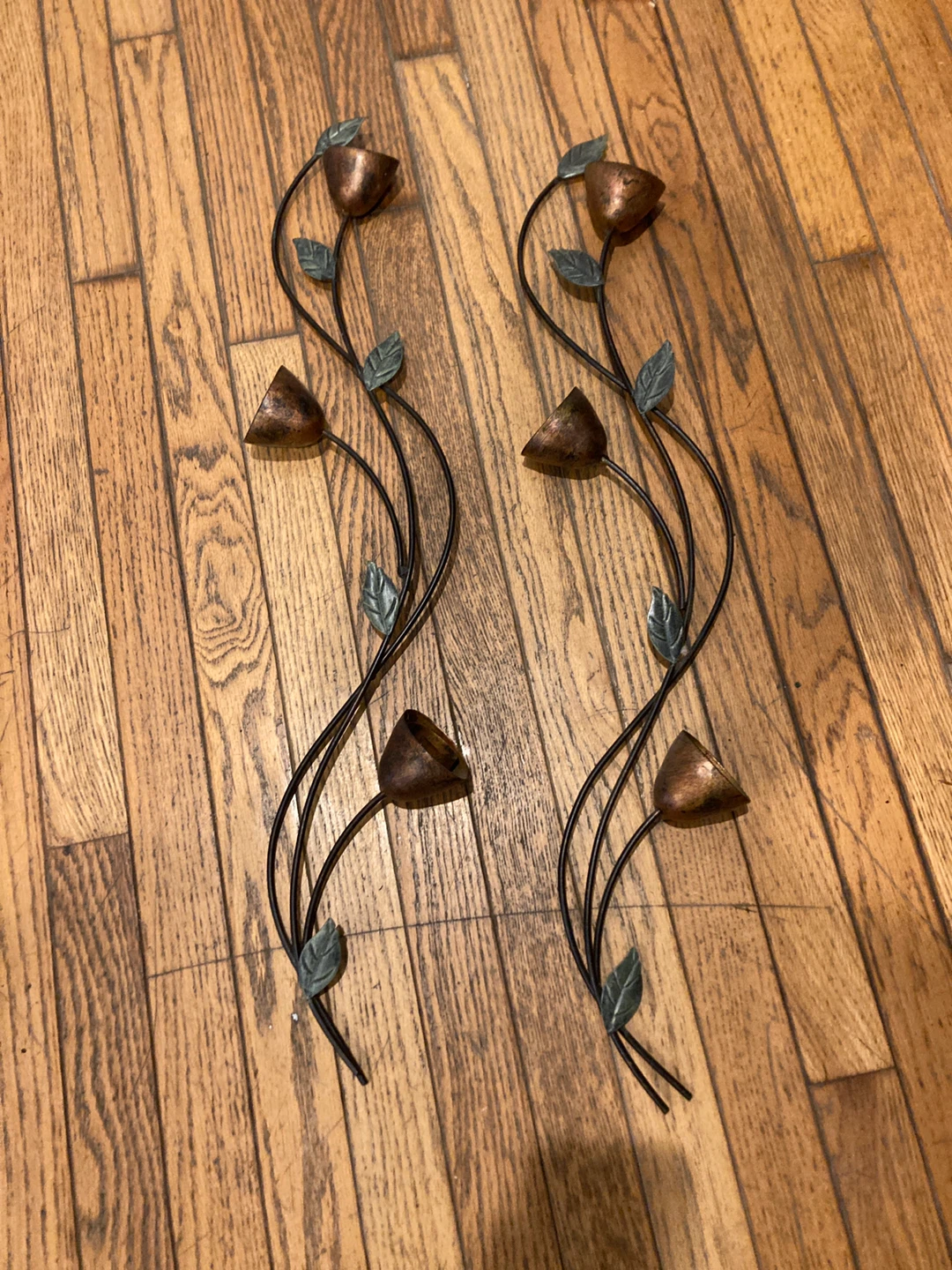 Set of 2 Metal Wall Art Floral Sconces