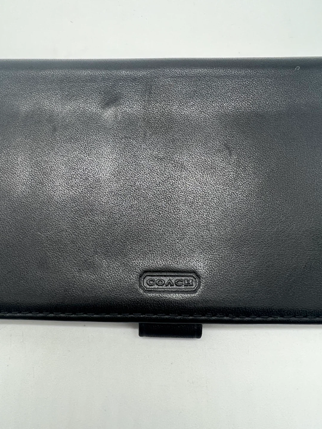 COACH VINTAGE Black Leather Checkbook Wallet Cover Unisex Pen - photo 4