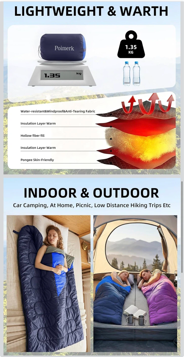 Sleeping Bags for Adults Cold Warm Weather - photo 3