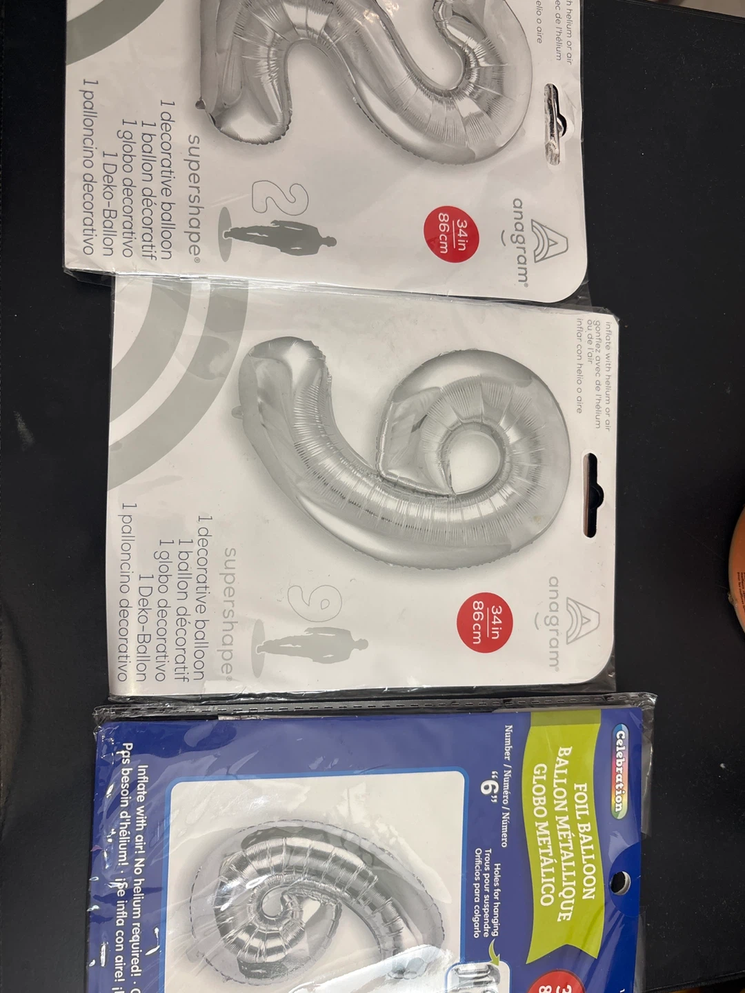 Anagram Supershape Foil Balloons (2, 6, 9) - Silver