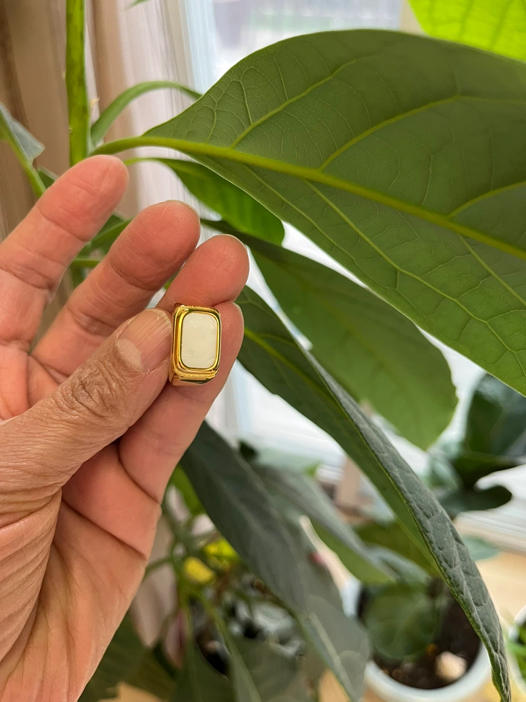 Ring with White Rectangular Inlay. Size 6 - photo 2