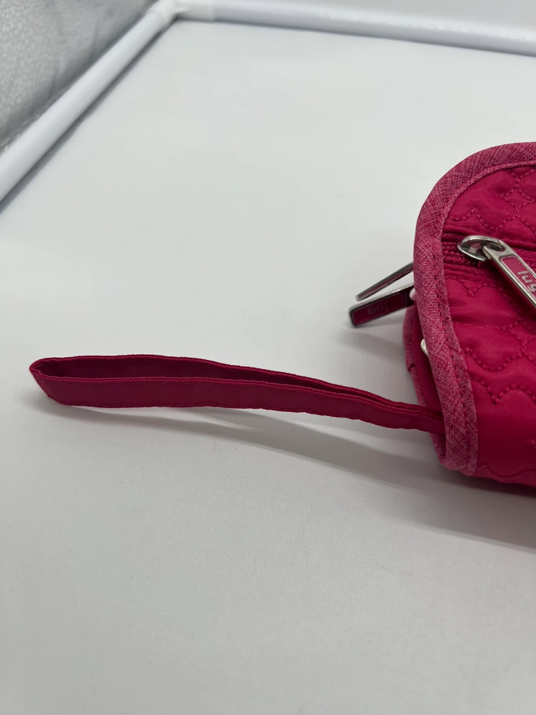 NEW LUG Flipper Rose Pink Quilted Nylon Multi Jewelry Case Pouch - photo 2
