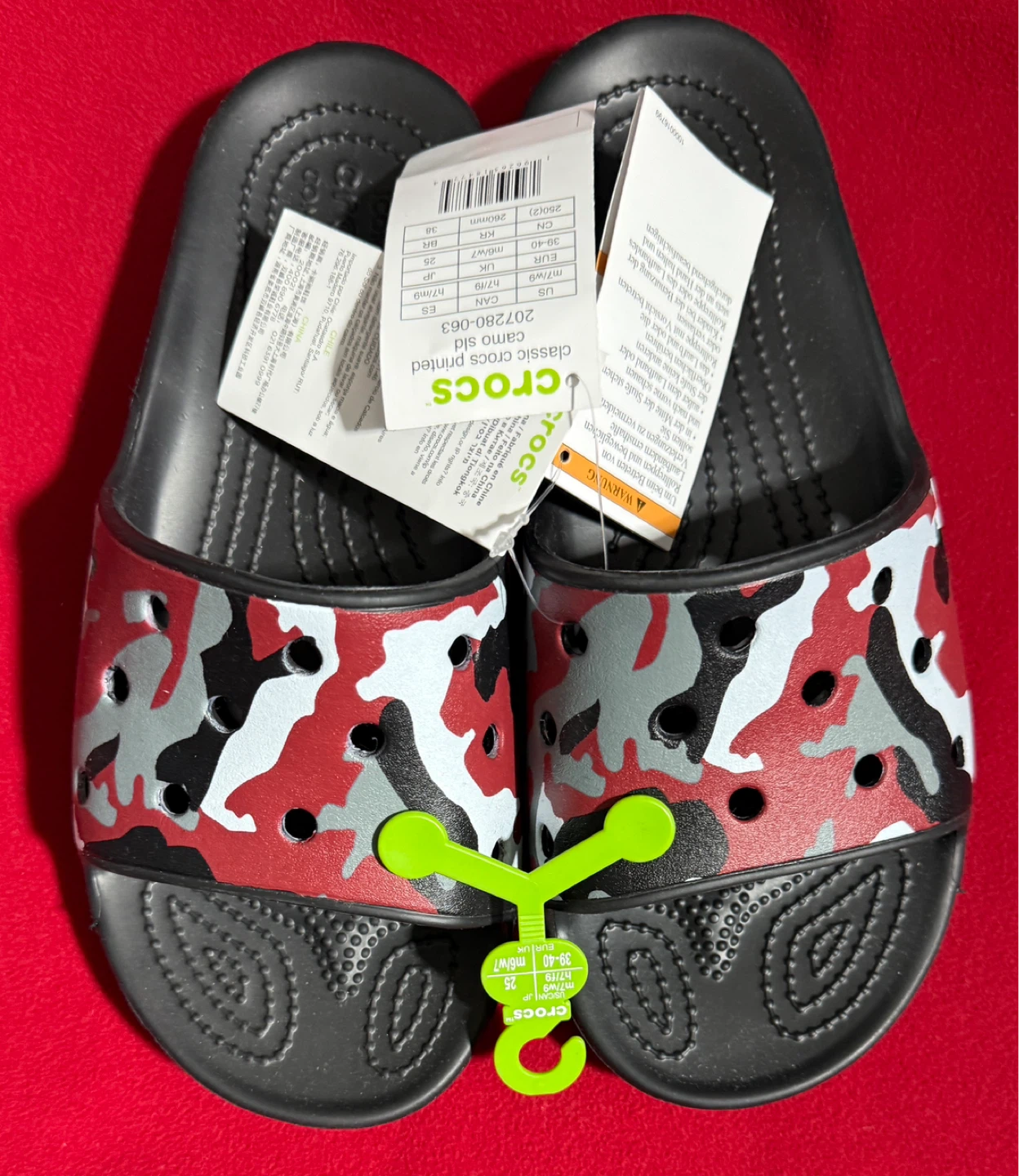 Crocs Classic Printed Camo Slide Sandals Red Camo Size M7/W9 - photo 2