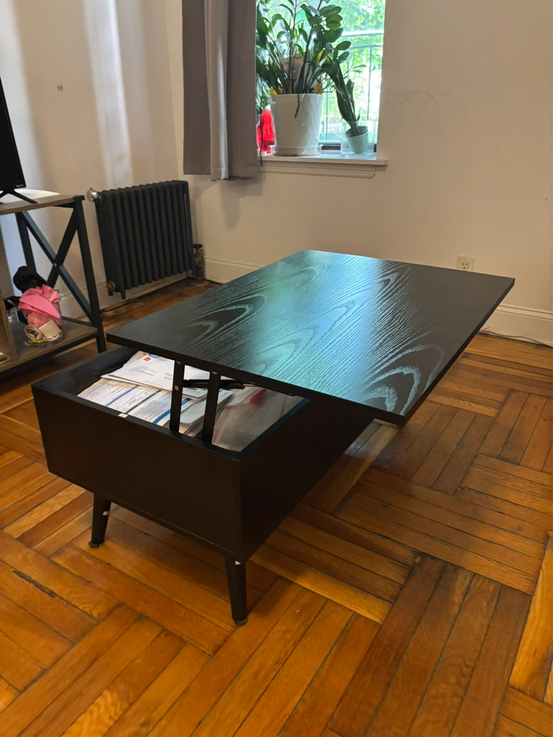 Black Lift Top Coffee Table with Storage - photo 2