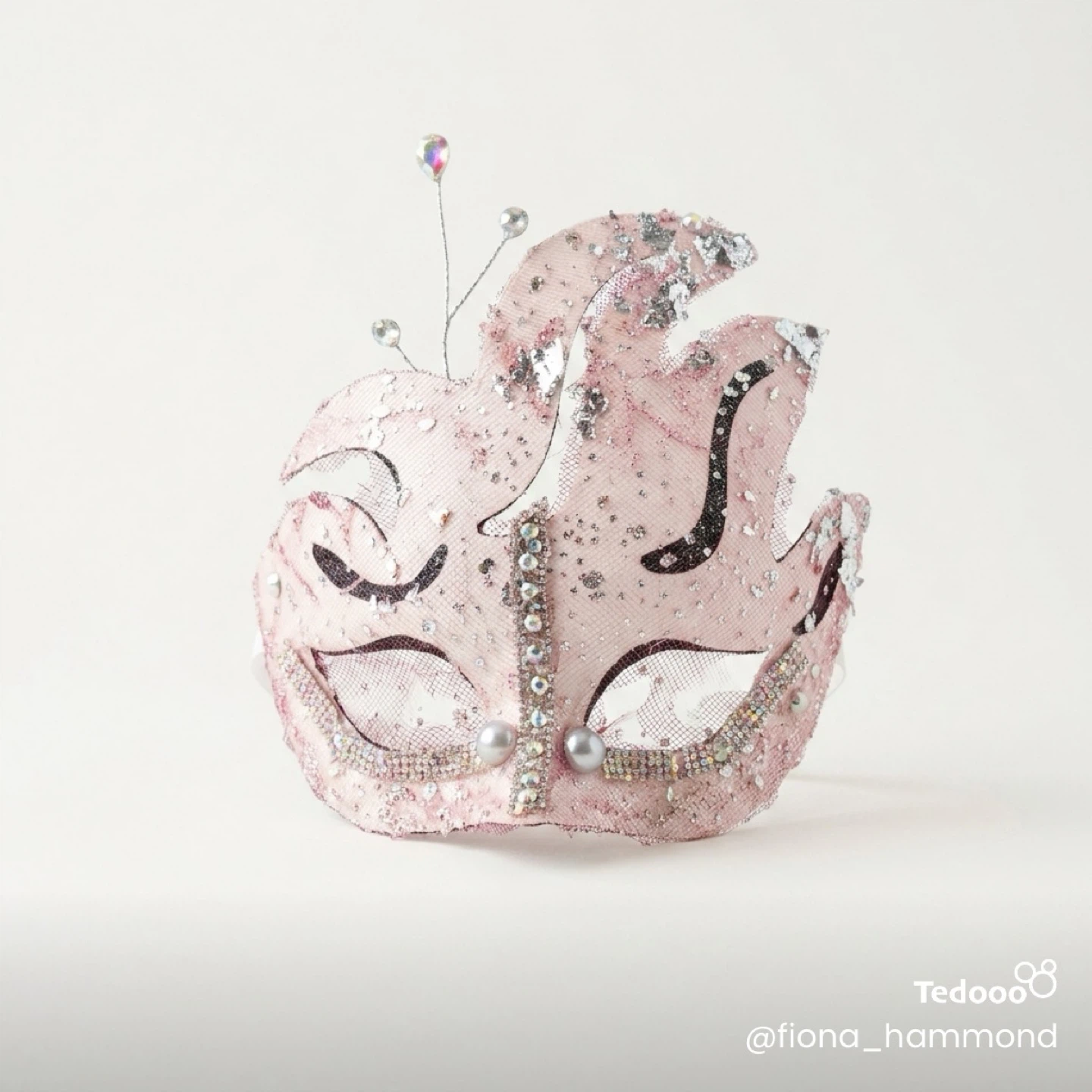 crystal and metallic foil Masquerade Mask - photo 2