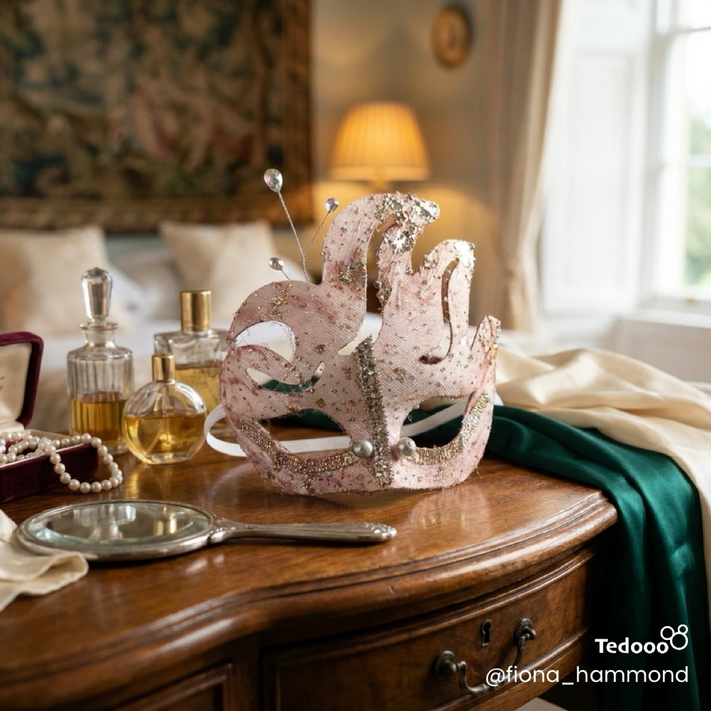 crystal and metallic foil Masquerade Mask