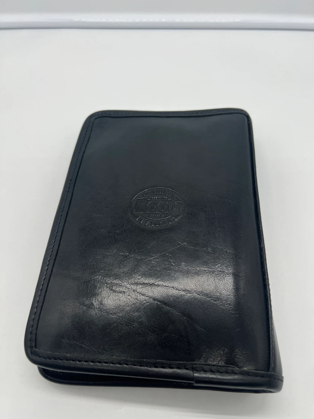 ROOTS VINTAGE 1990s Black Leather Agenda Cover Organization Bind - photo 3
