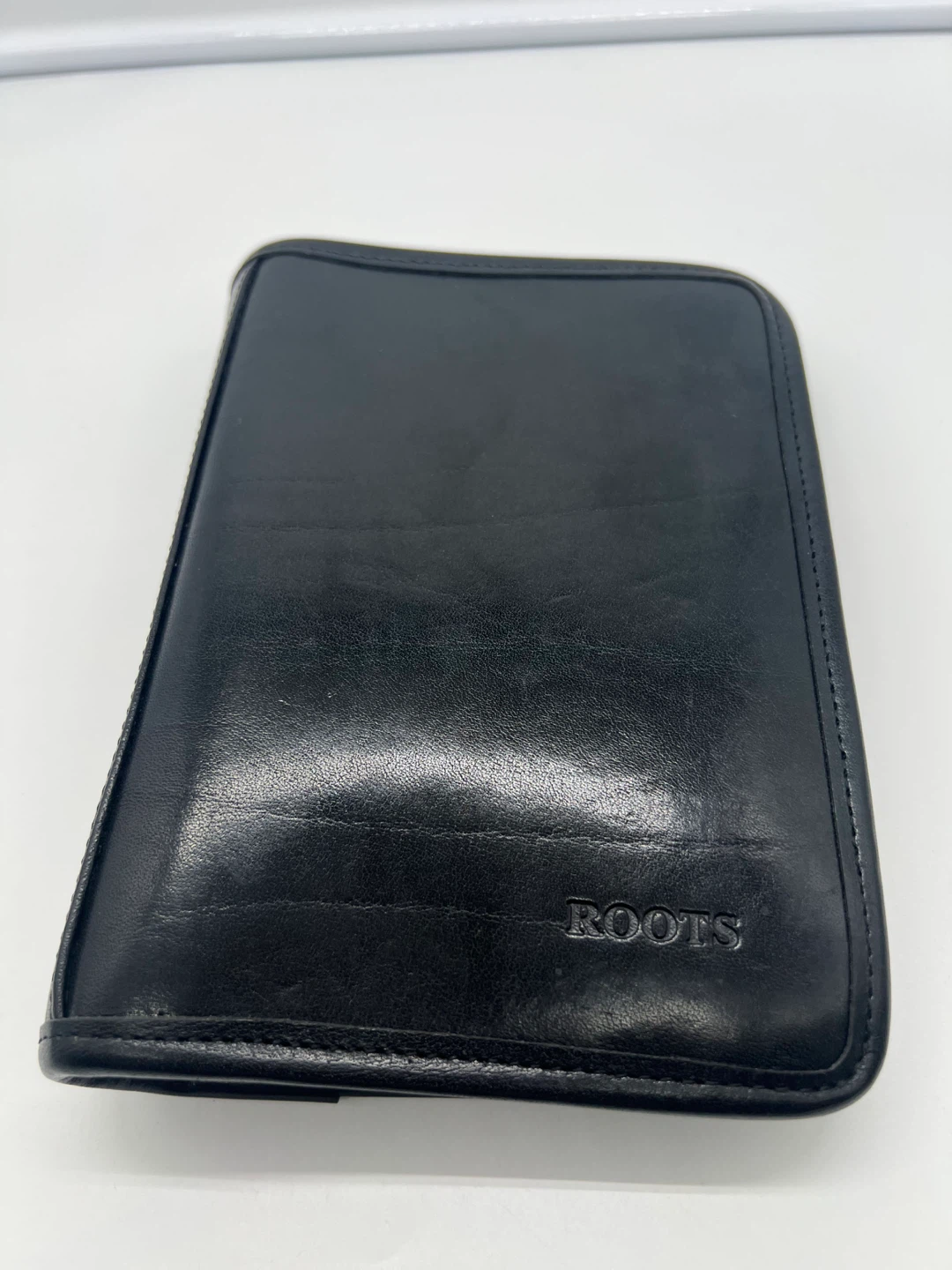 ROOTS VINTAGE 1990s Black Leather Agenda Cover Organization Bind - photo 2