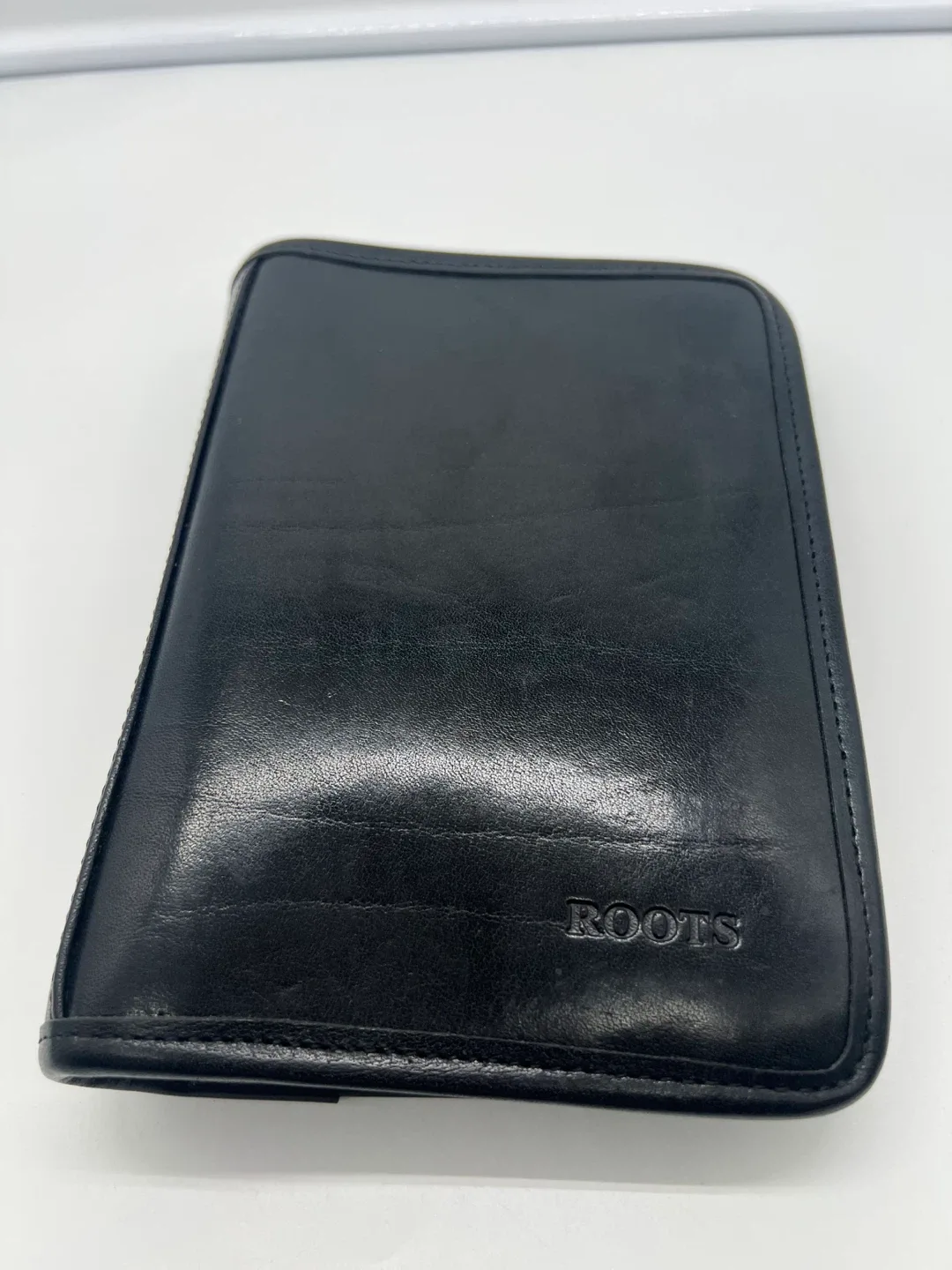 ROOTS VINTAGE 1990s Black Leather Agenda Cover Organization Bind - photo 2