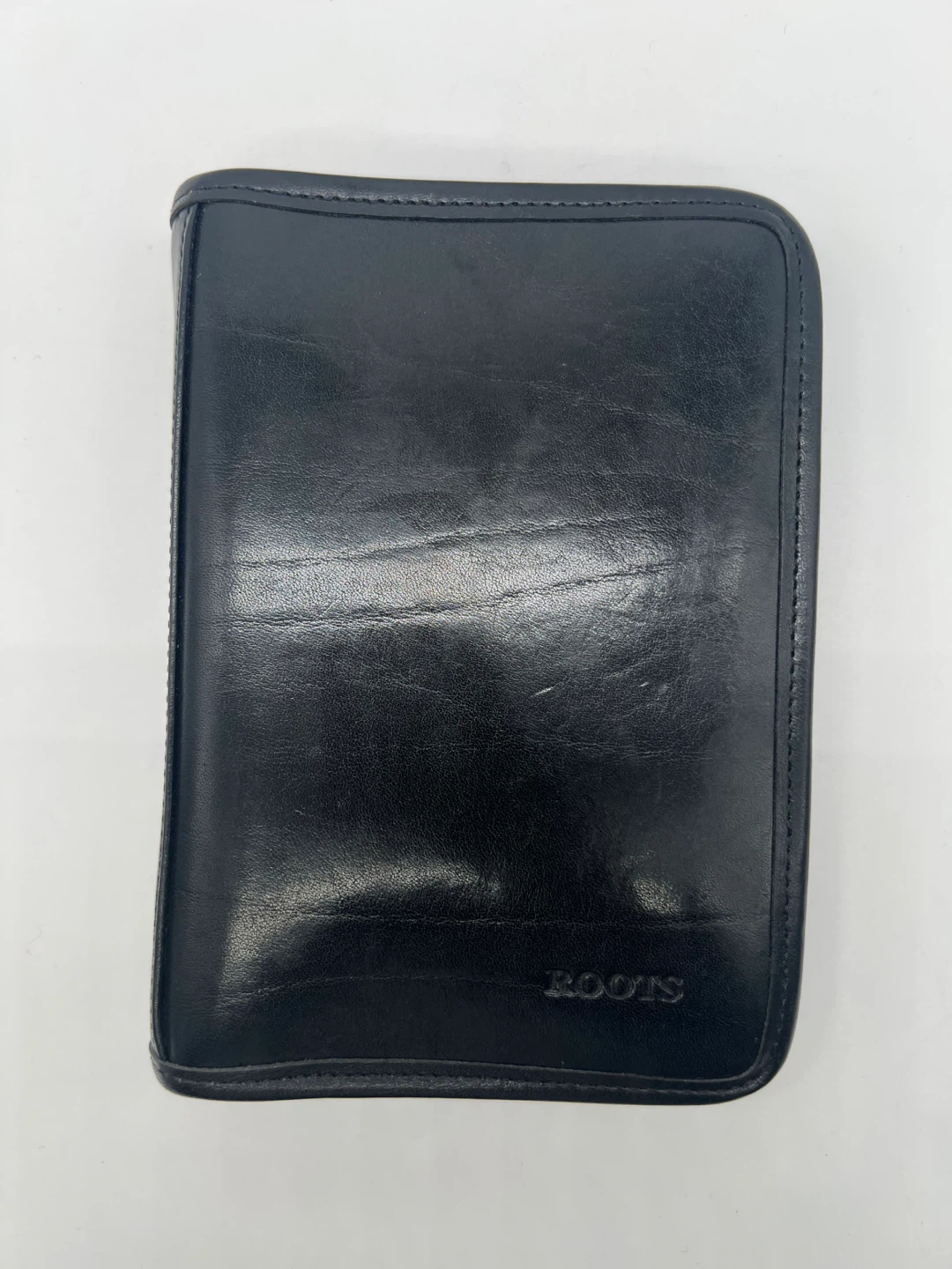 ROOTS VINTAGE 1990s Black Leather Agenda Cover Organization Bind