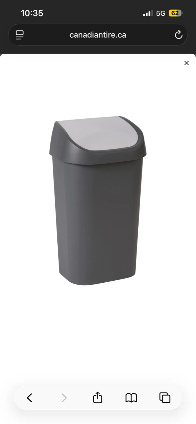 Type A Plastic Rectangular Swing Lid Garbage Can - 50-L