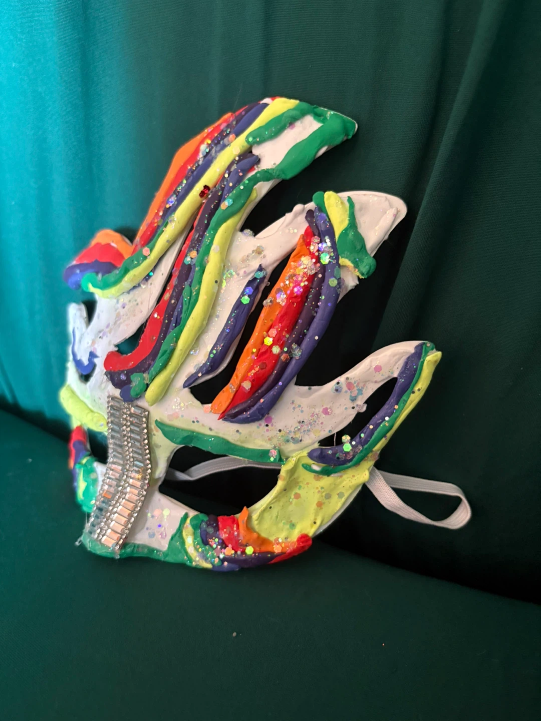 Handmade Pride Mask with Glitter and Rhinestones - photo 3