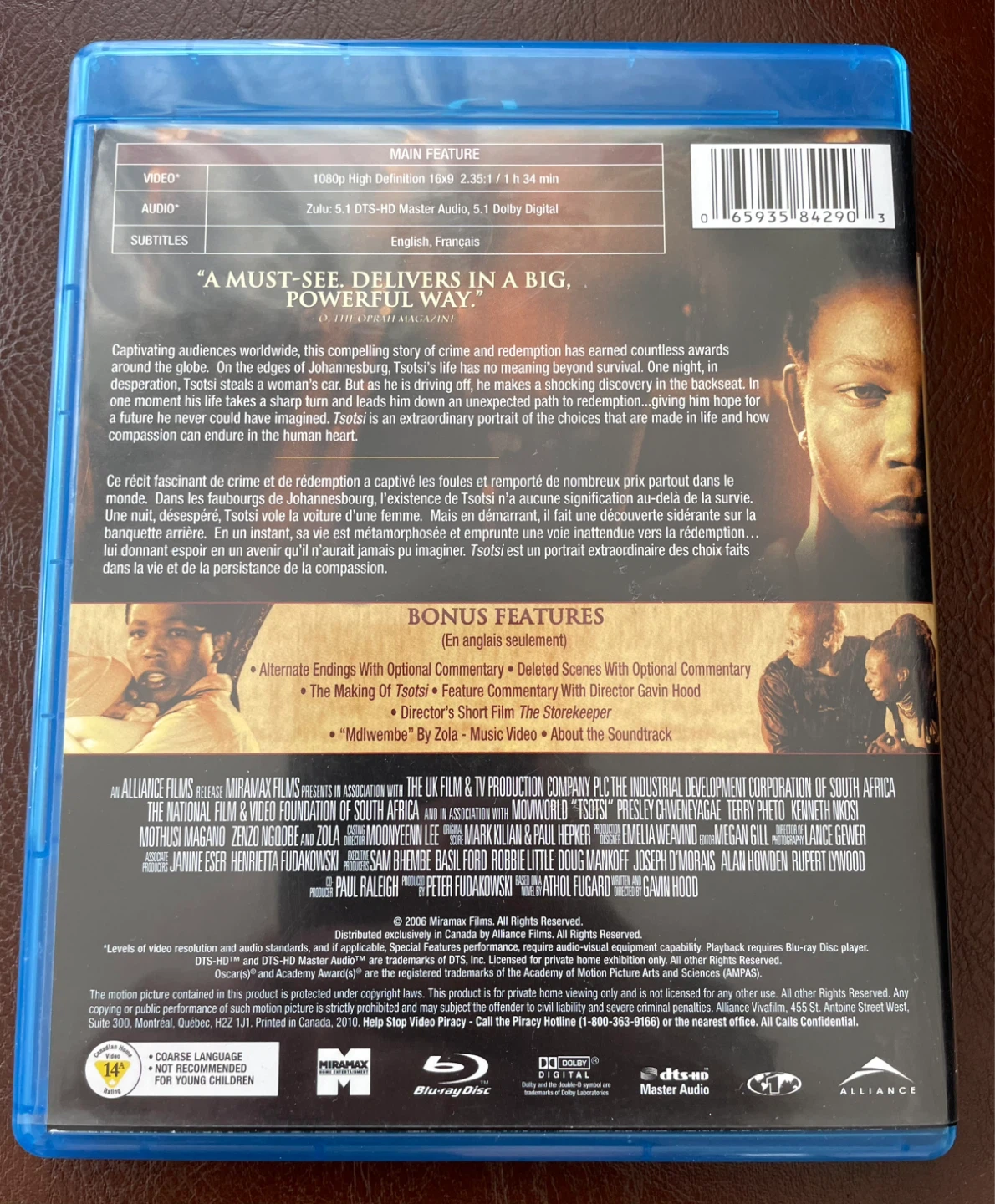 Tsotsi Blu Ray Academy Award Winner - photo 2