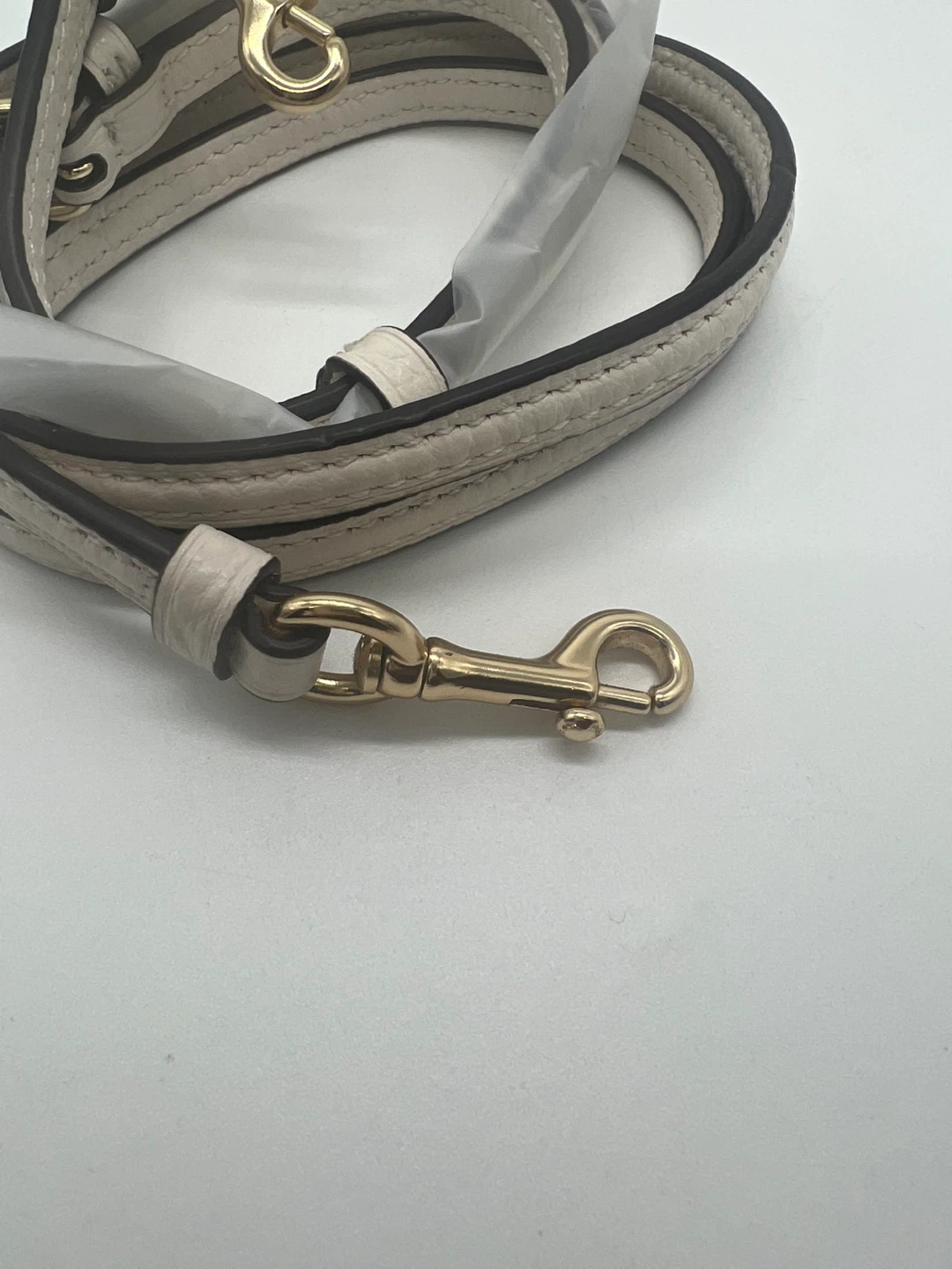 NEW COACH Ivory Leather Gold Replacement Thin Bag Strap - photo 2