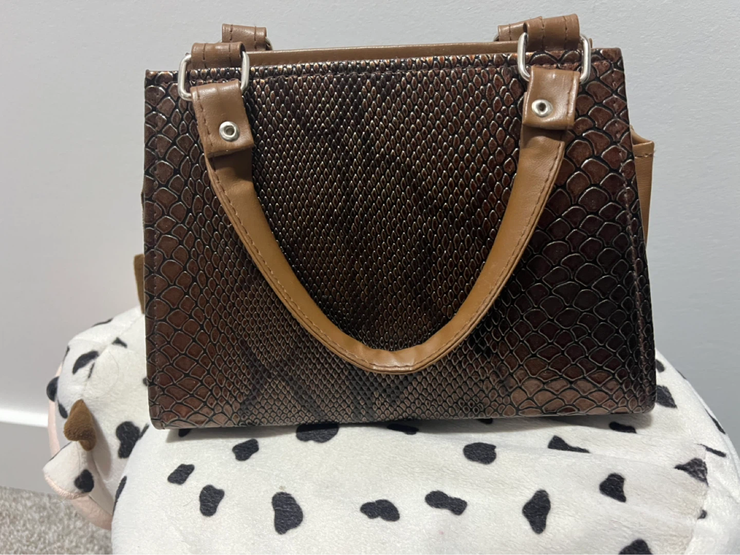 Brown Faux Snakeskin Handbag - photo 2