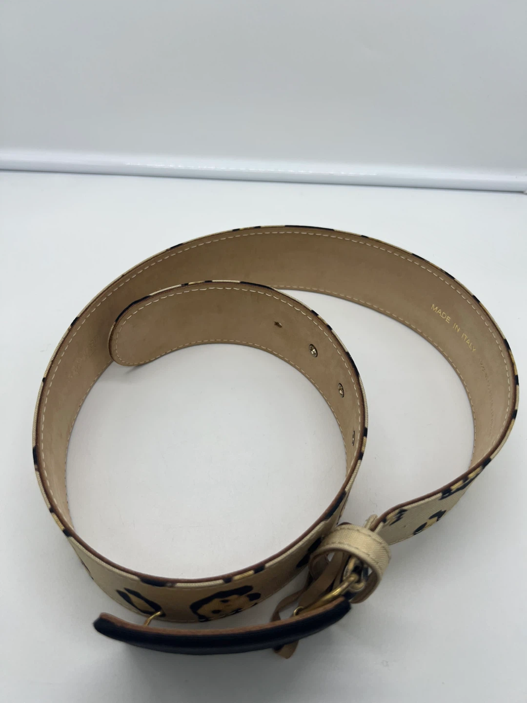 GIMABATTISTA VALLI Leopard Print Leather Lining Waist Belt sz 46 - photo 3