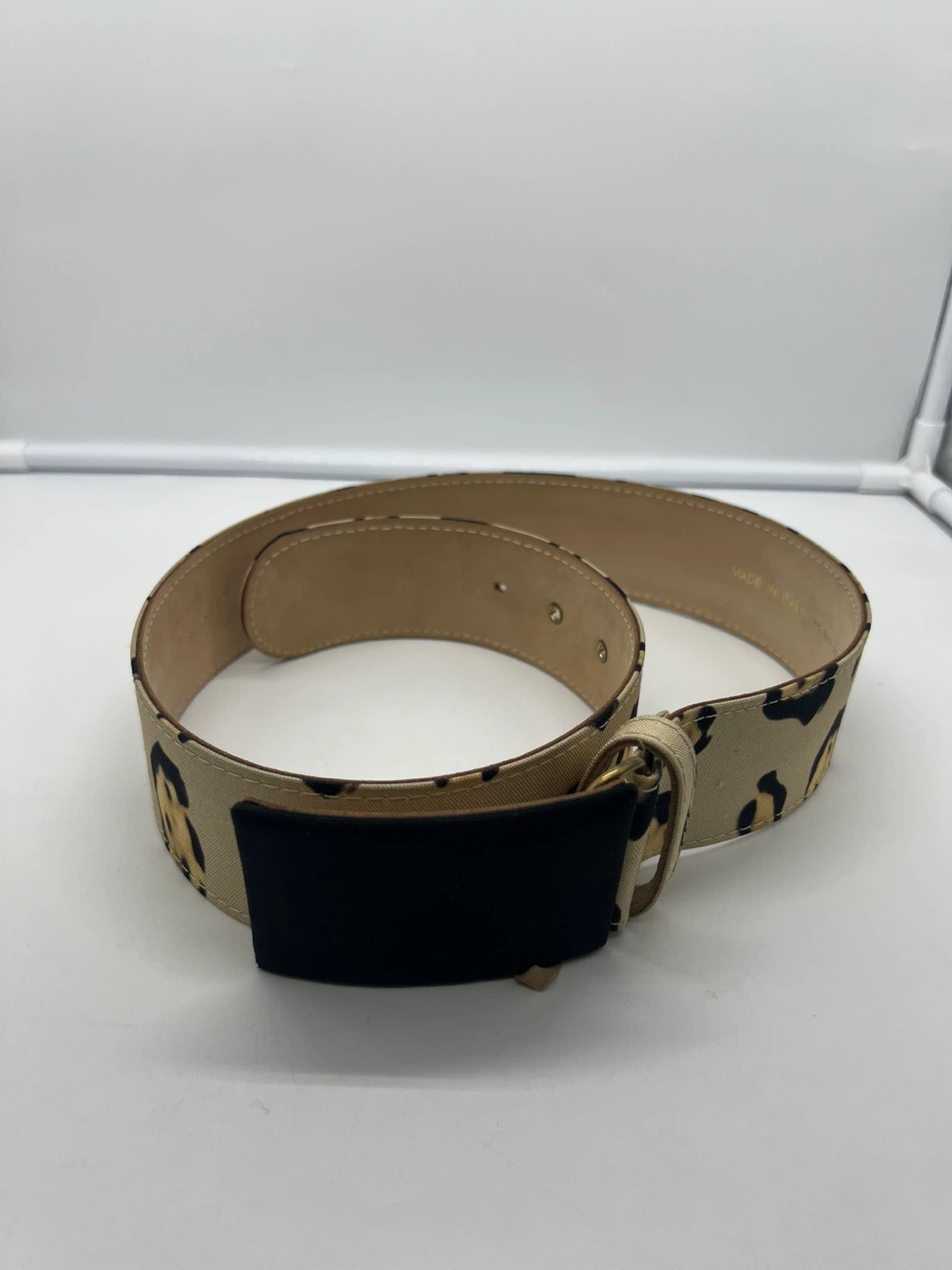 GIMABATTISTA VALLI Leopard Print Leather Lining Waist Belt sz 46 - photo 2