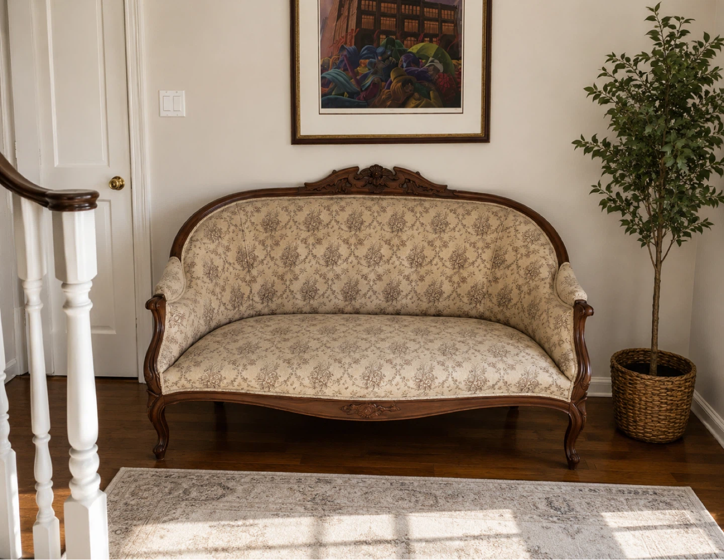 Vintage Loveseat Sofa - Floral Upholstery