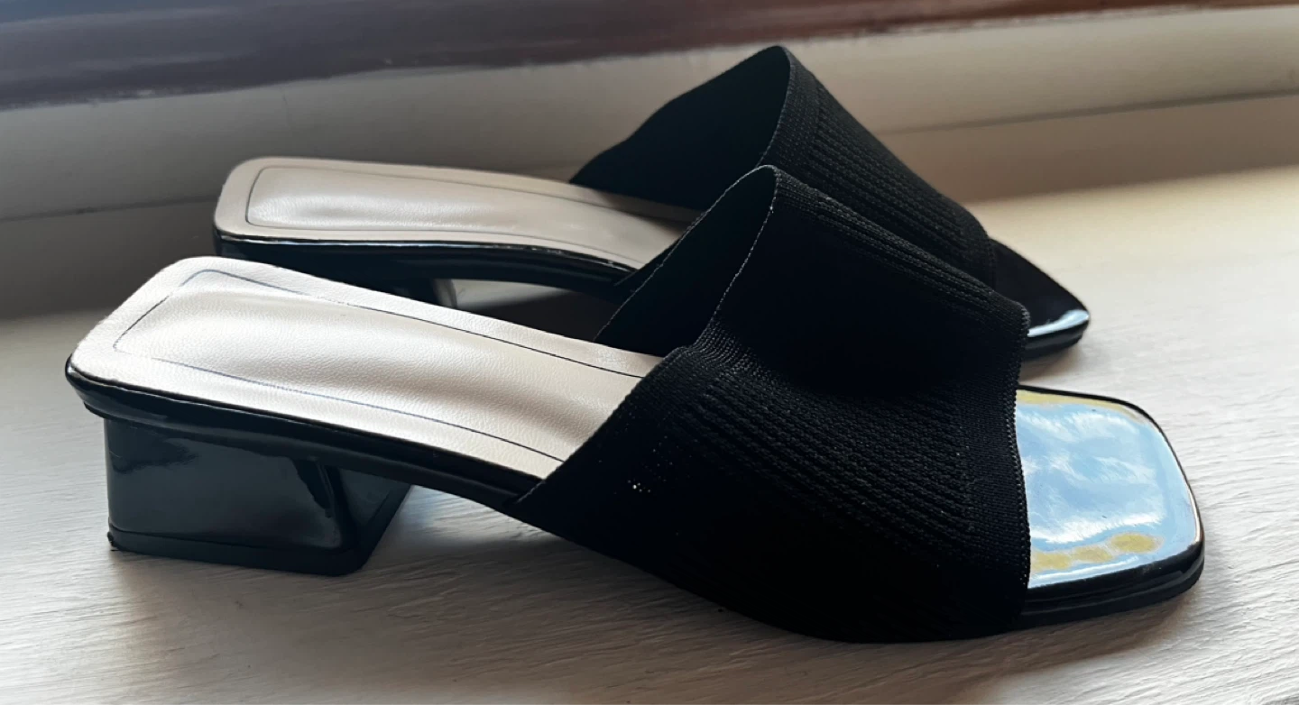 Black Slide Heeled Sandals Size 7