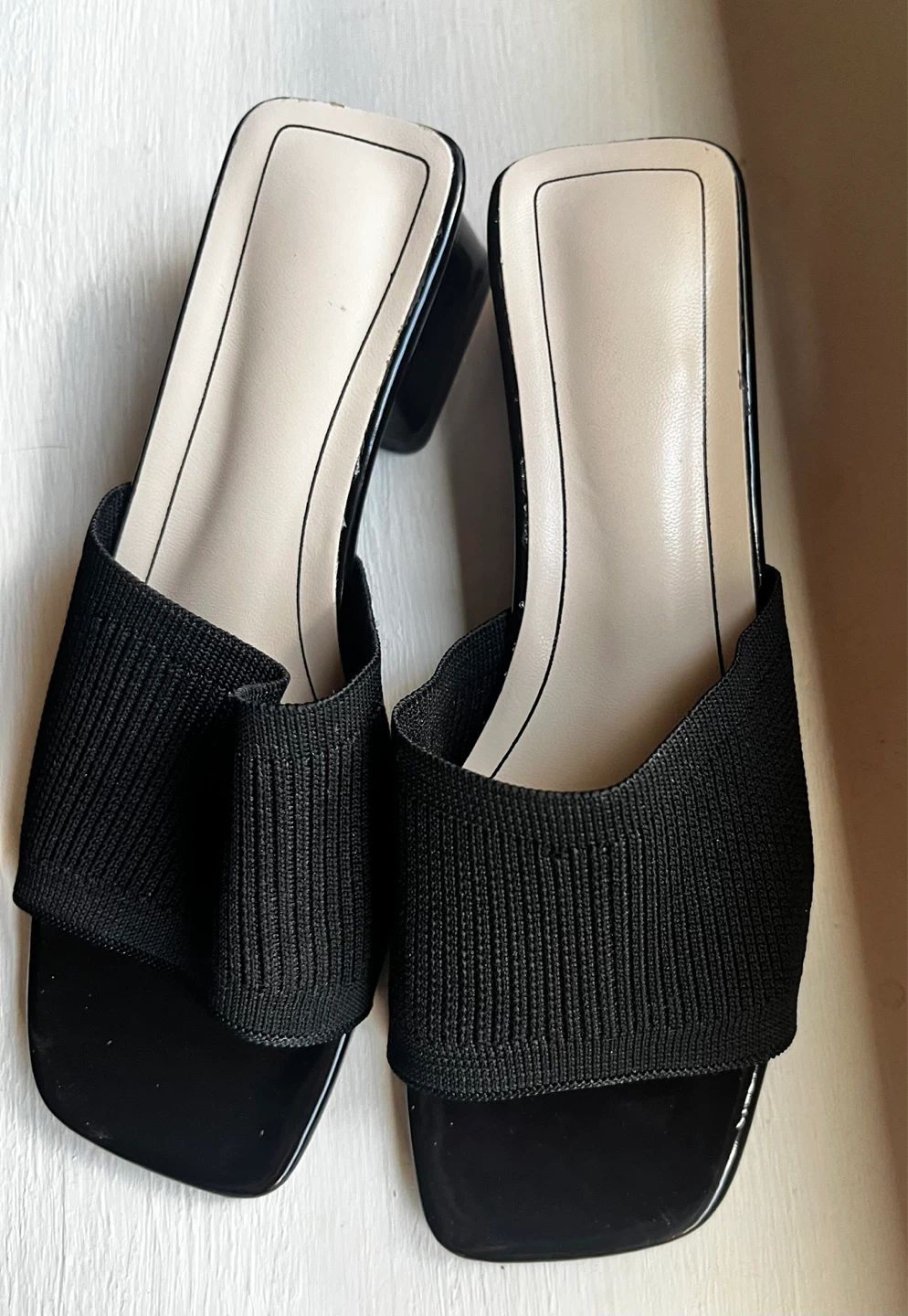 Black Slide Heeled Sandals Size 7 - photo 4
