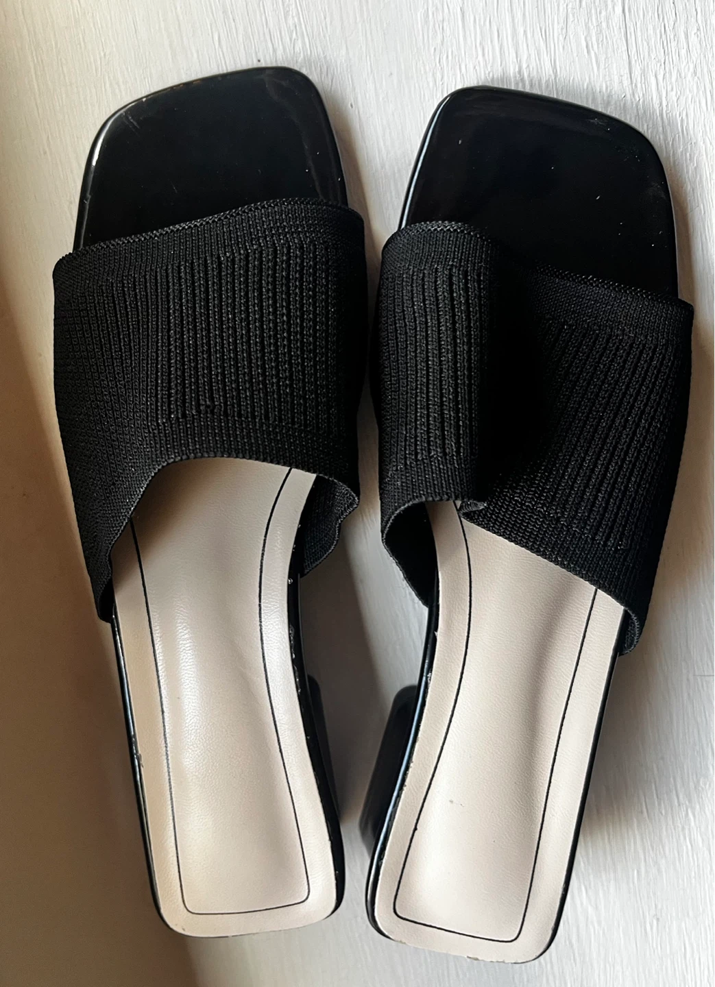 Black Slide Heeled Sandals Size 7 - photo 3