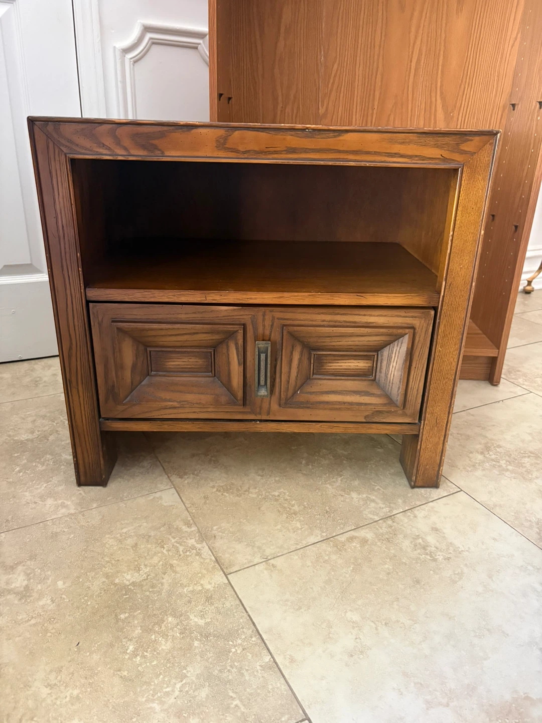 Solid Wood Nightstand with Drawer and Shelf - photo 2