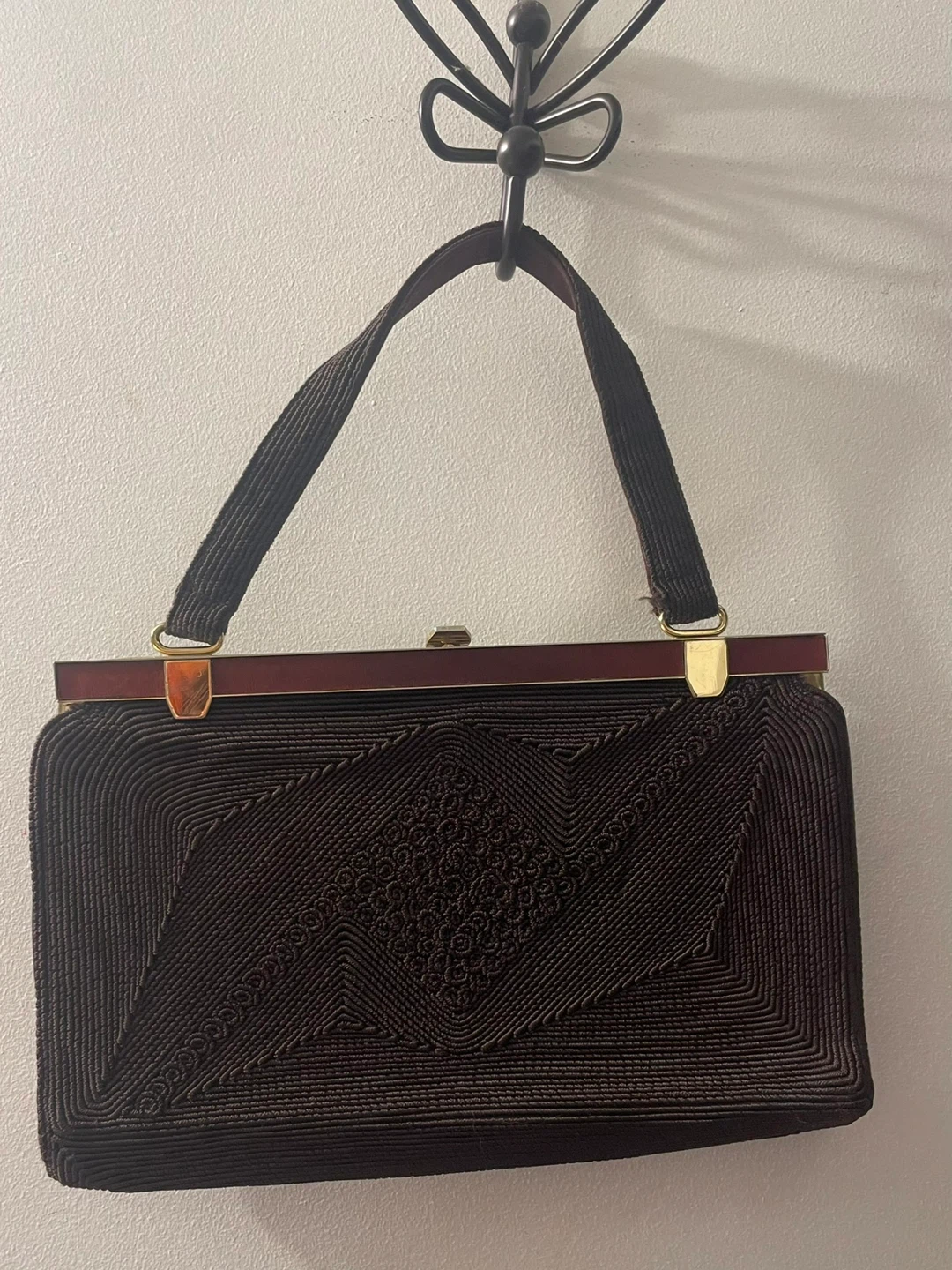 Vintage Brown Woven Handbag