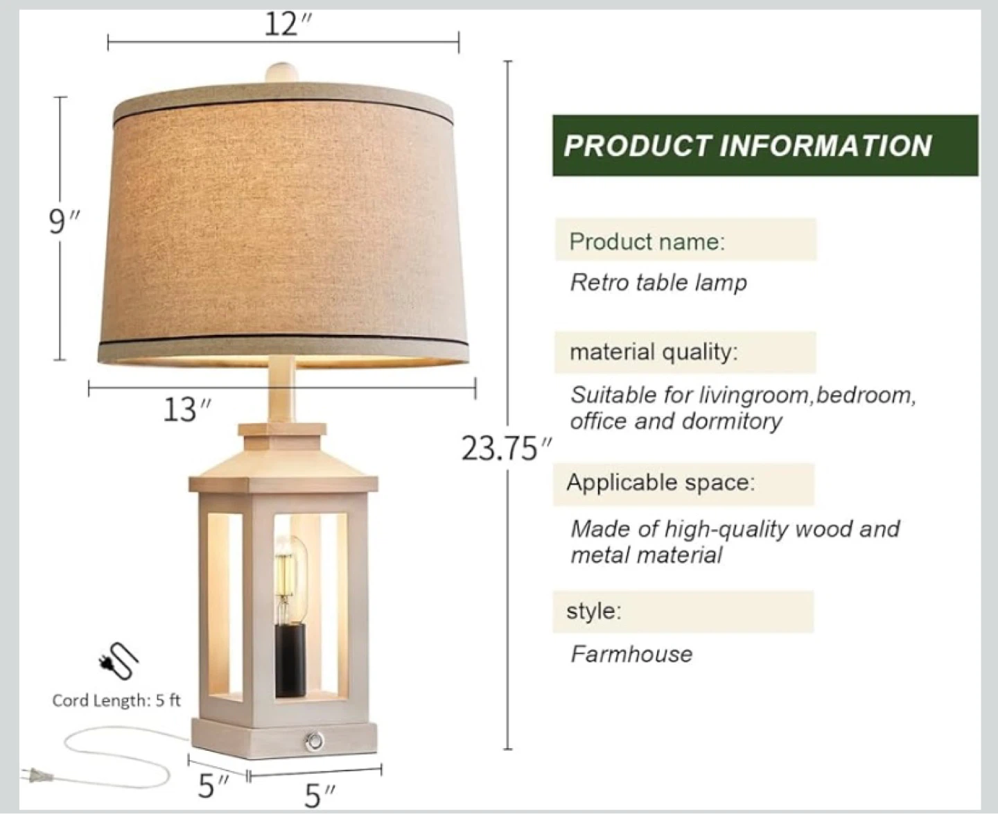 New Farmhouse Table Lamps with Nightlight and Charging Ports - photo 5