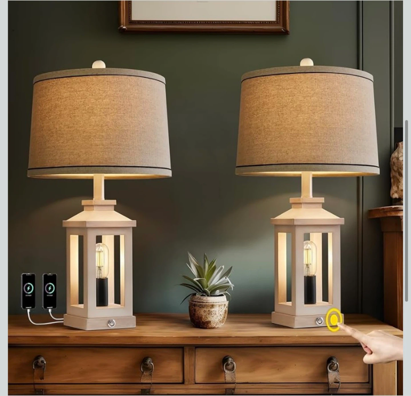 New Farmhouse Table Lamps with Nightlight and Charging Ports - photo 2