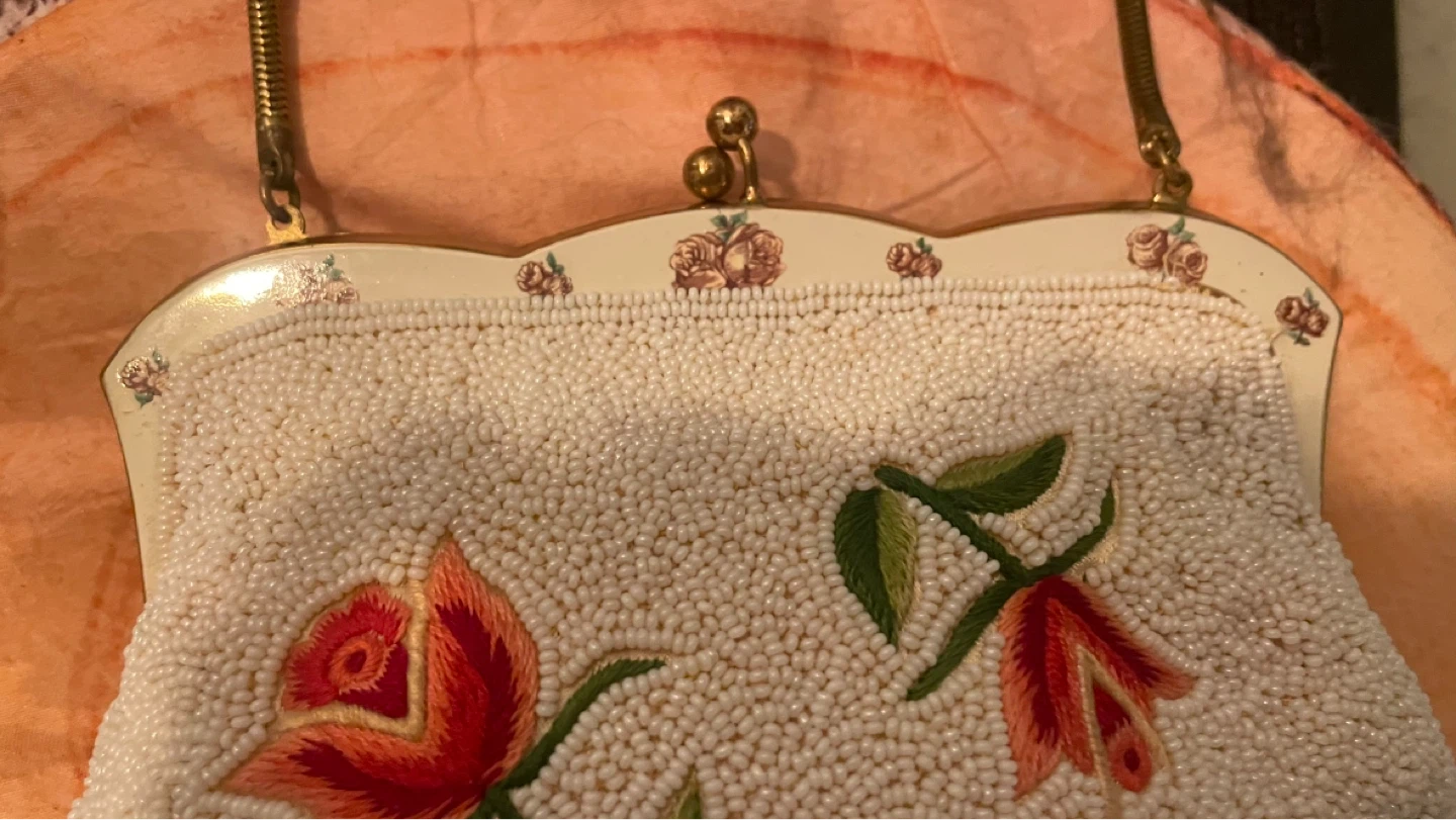 Vintage Beaded Floral Clutch Evening Bag - photo 3