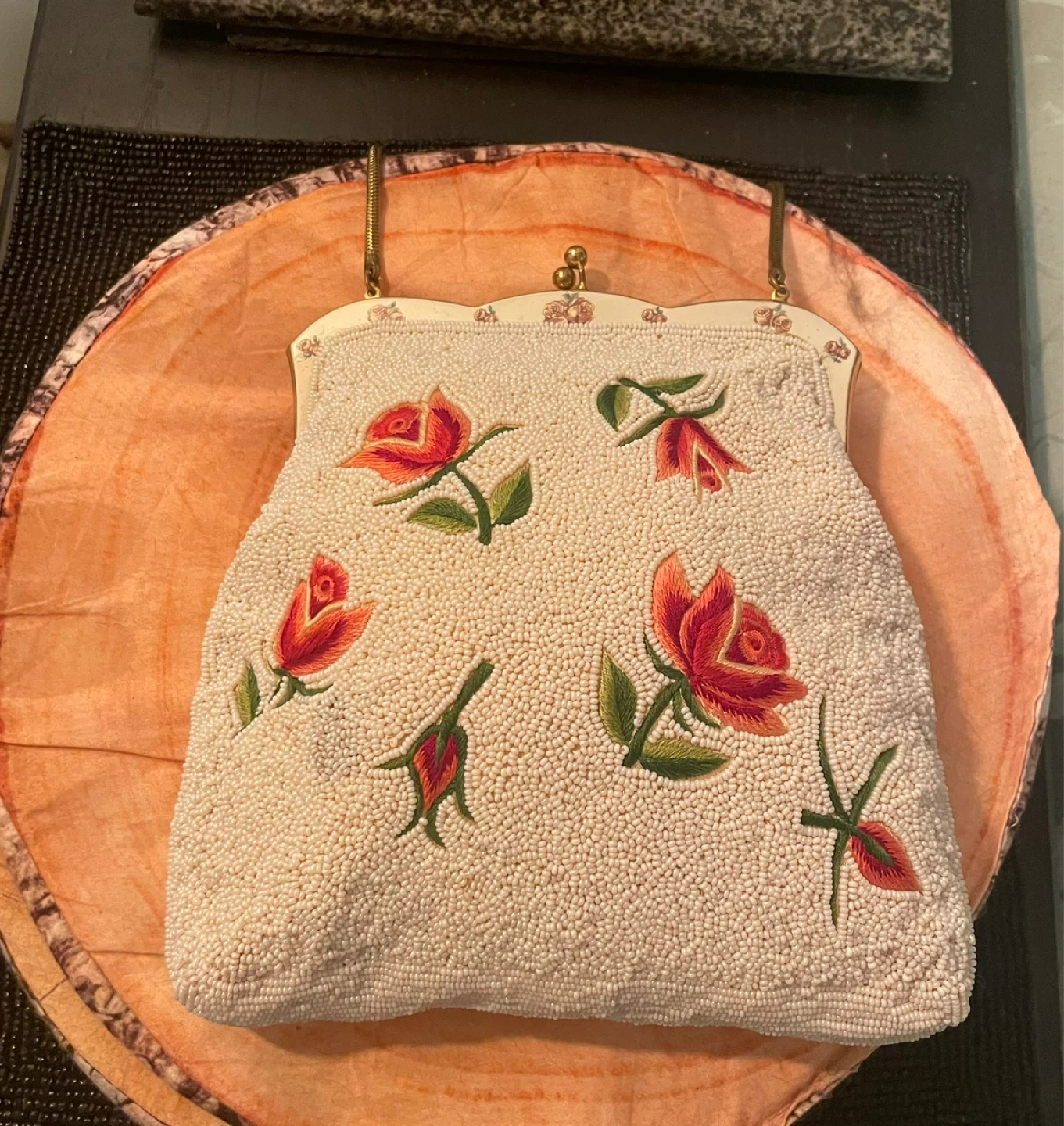 Vintage Beaded Floral Clutch Evening Bag - photo 2