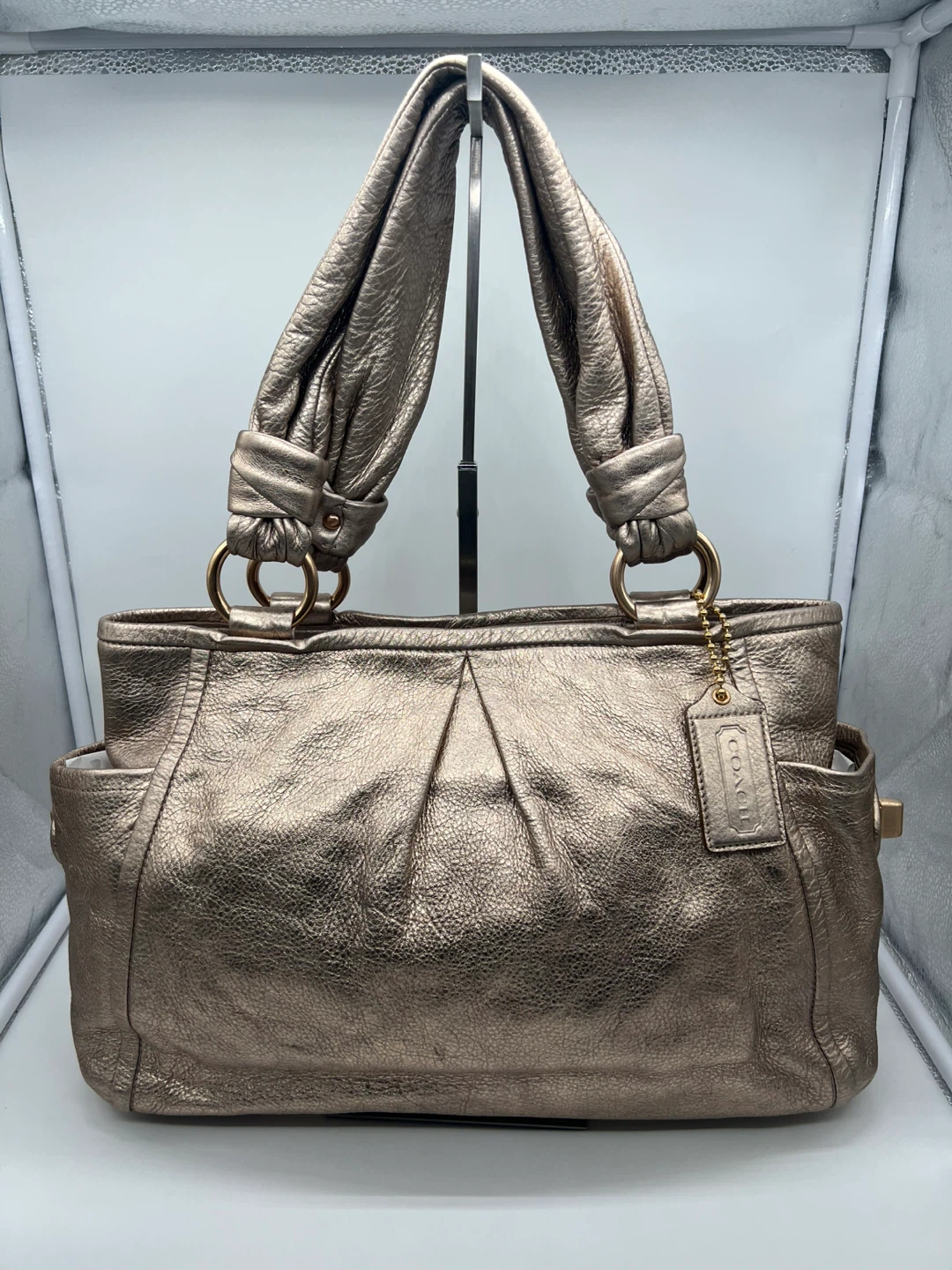 COACH 13461 Y2K Rose Gold Metallic Leather Shoulder Bag Hobo
