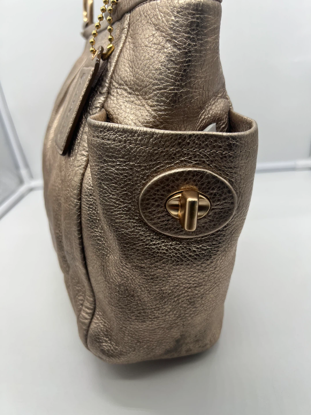 COACH 13461 Y2K Rose Gold Metallic Leather Shoulder Bag Hobo - photo 5