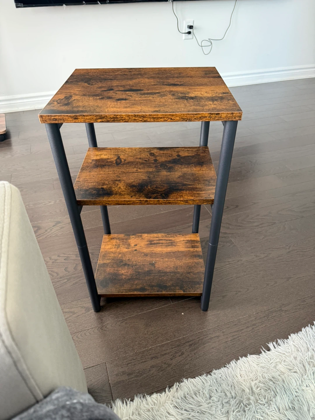 3-Tier Industrial Wood Side Table