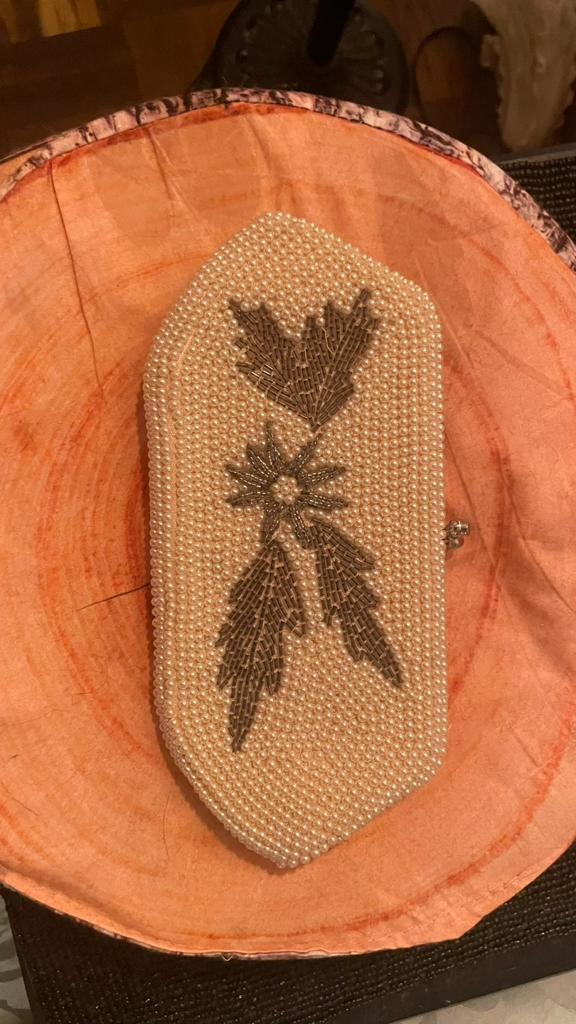 1950s japanese vintage pearl and beaded clutch purse
