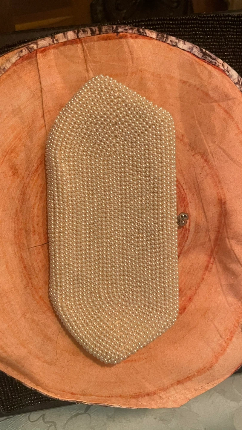 1950s japanese vintage pearl and beaded clutch purse - photo 2