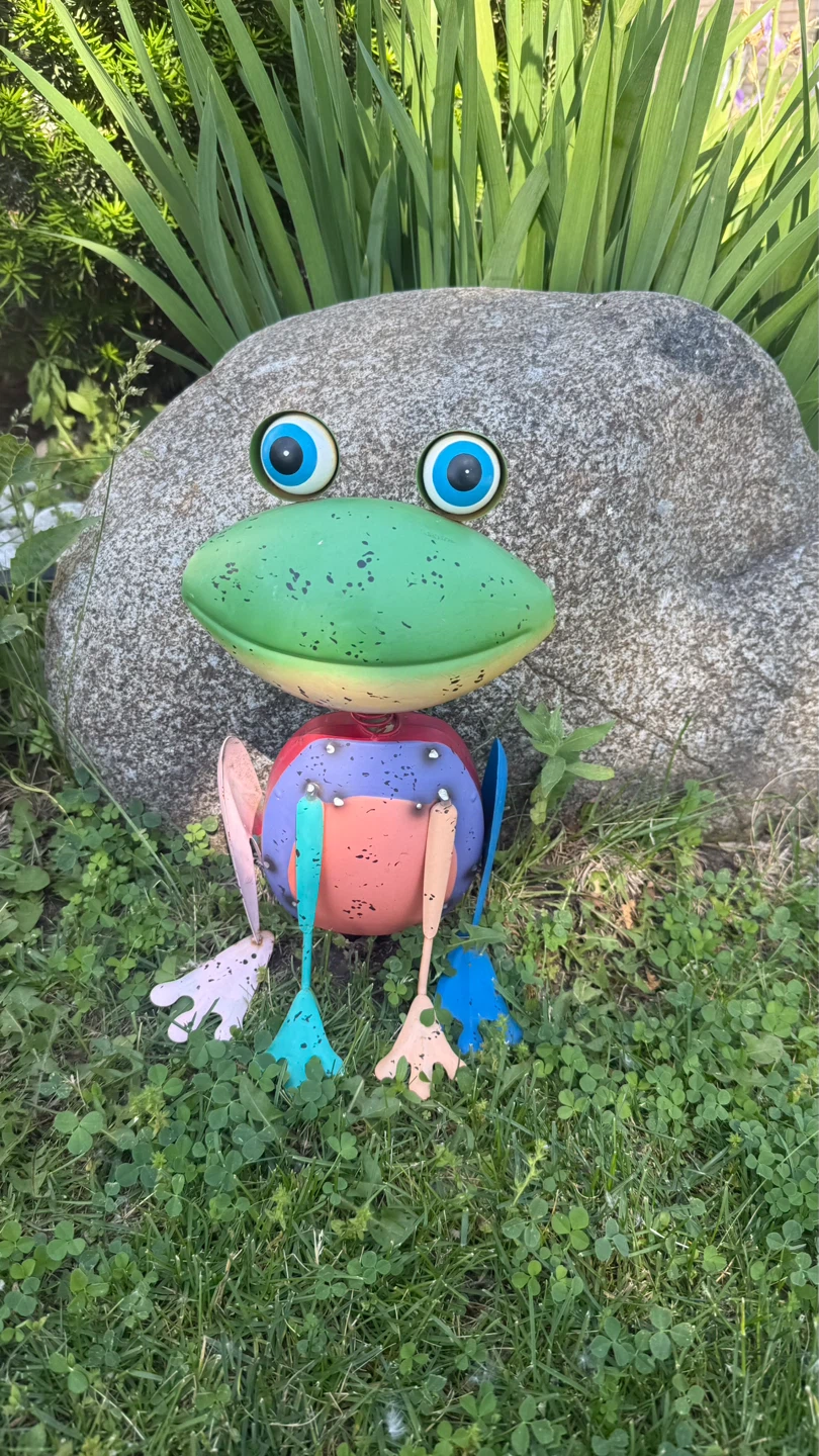 Colorful Metal Frog Garden Decor - photo 2