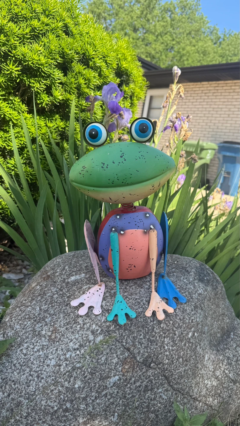 Colorful Metal Frog Garden Decor