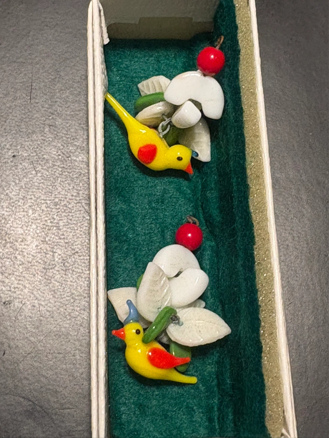 Glass Bird Ornaments vintage Czechoslovakia