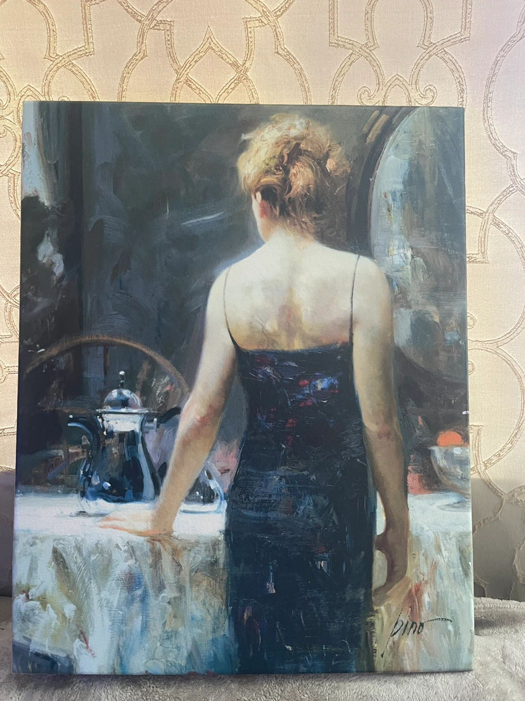 Painting on Canvas - Woman in Black Dress