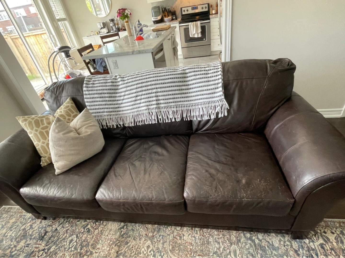Brown Leather Sofa Set - photo 2