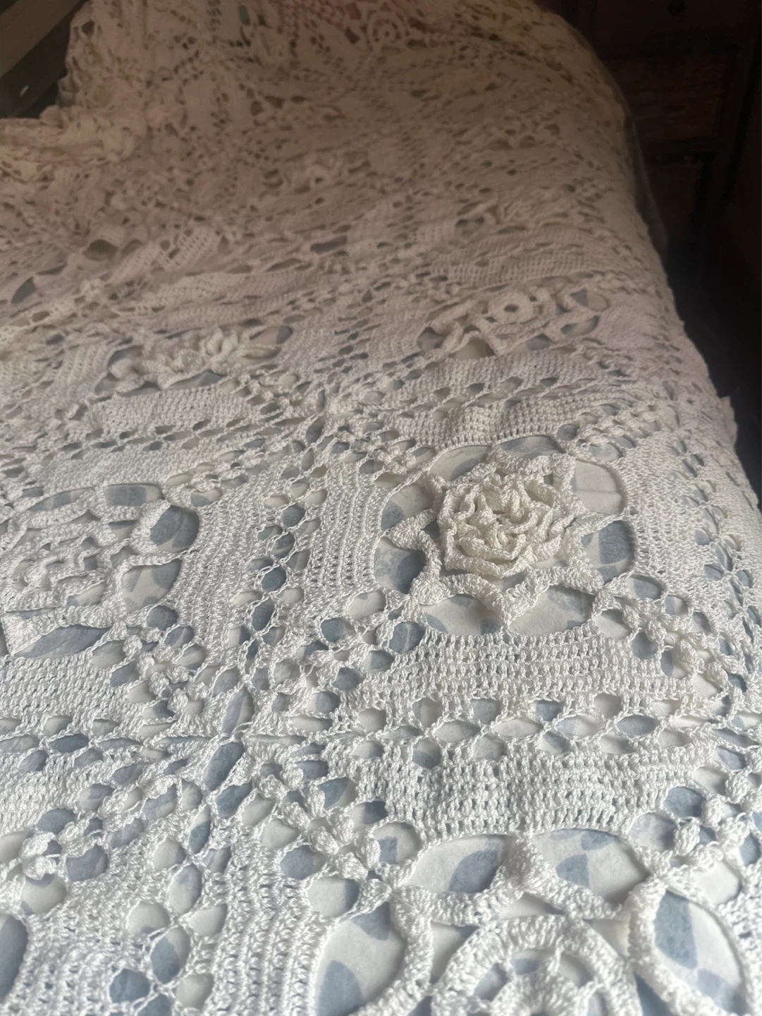 Handmade Crochet Floral Throw Blanket