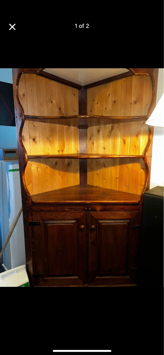 Wooden Corner Cabinet with Shelves