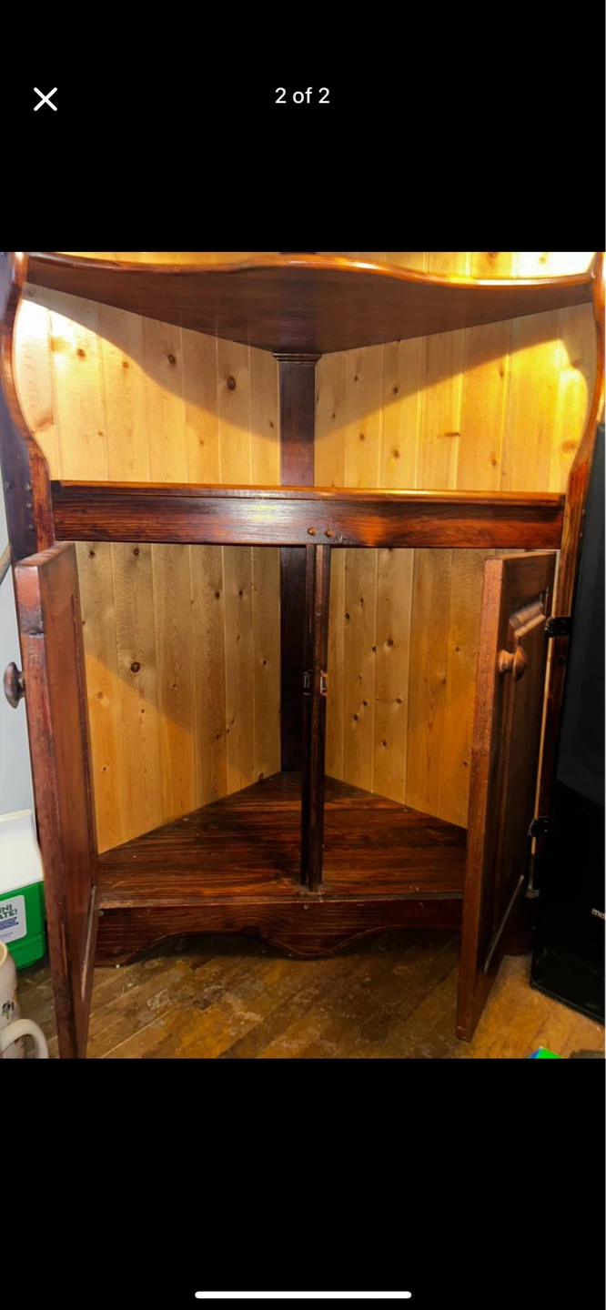 Wooden Corner Cabinet with Shelves - photo 2