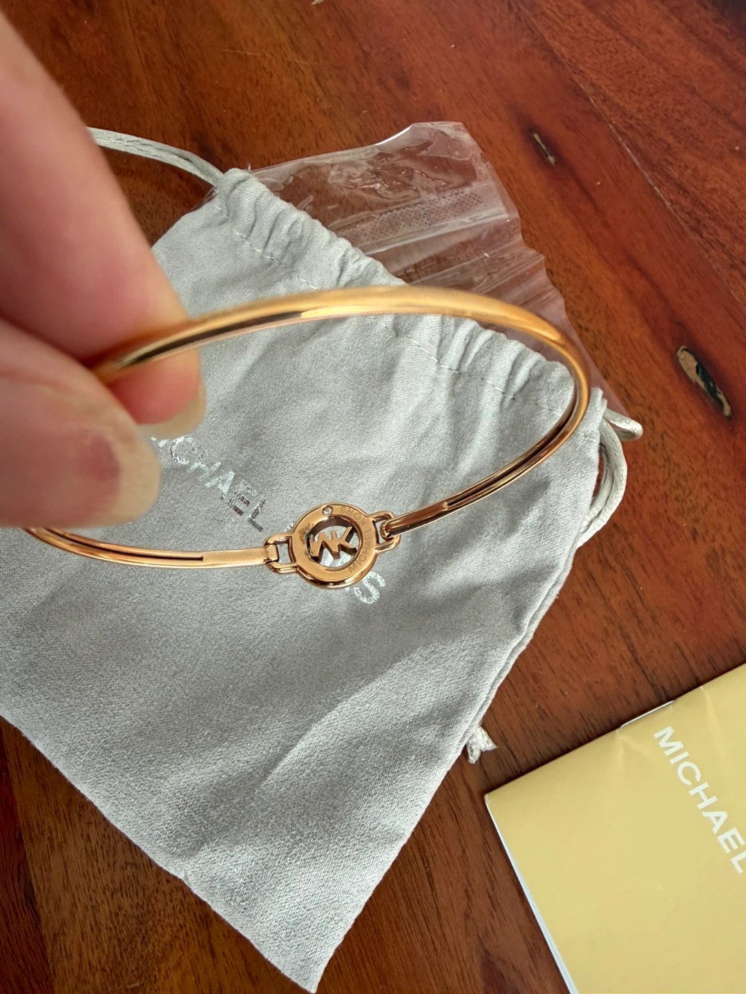 Michael Kors Gold Tone Bangle Bracelet with MK Logo - photo 3